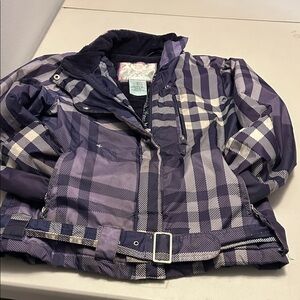 Free Country Kids Purple Checkered Puffer Jacket